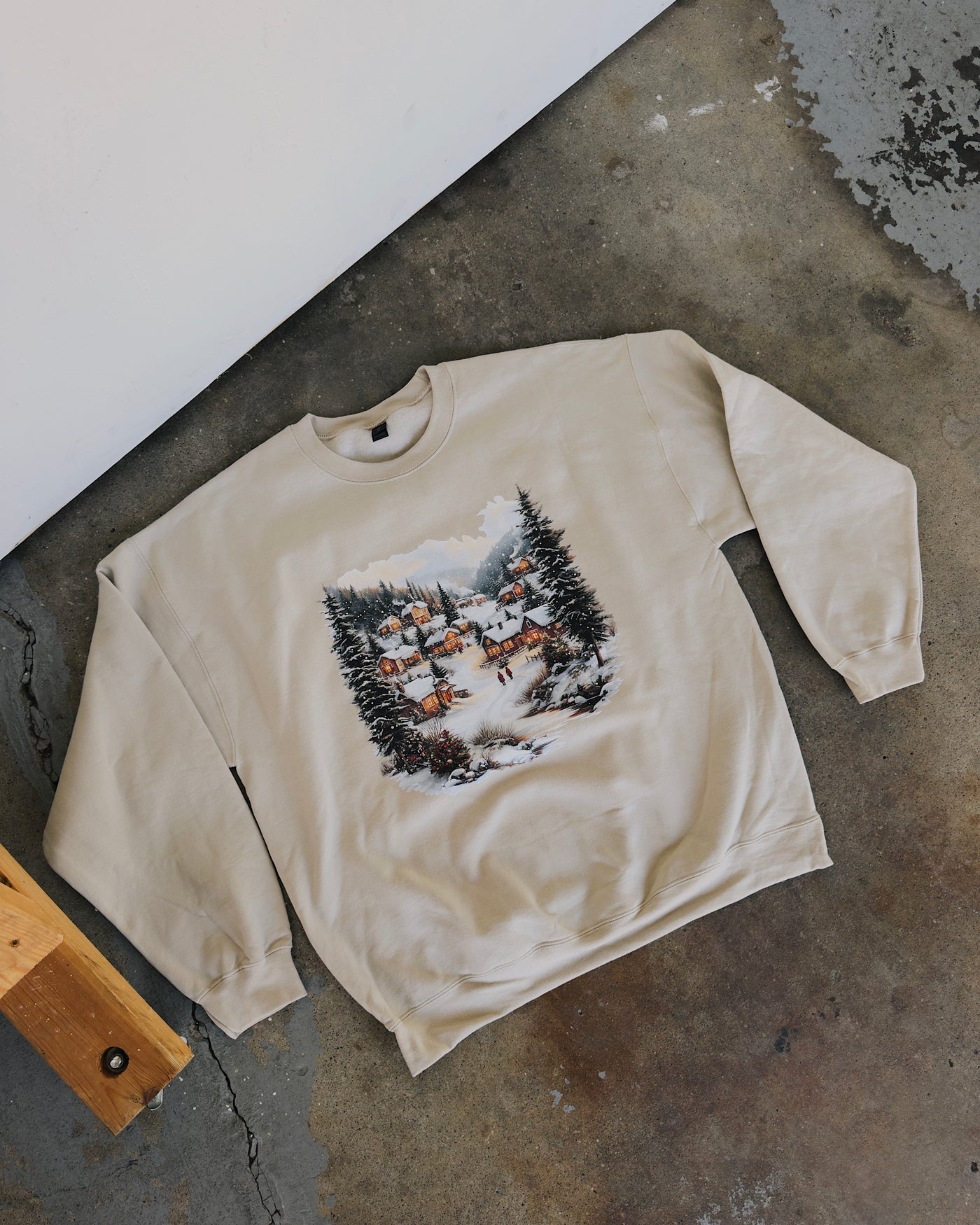 Vintage Christmas Village Sweatshirt - Sand