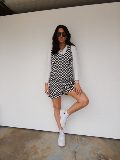 Check Me Out Romper - Black/White