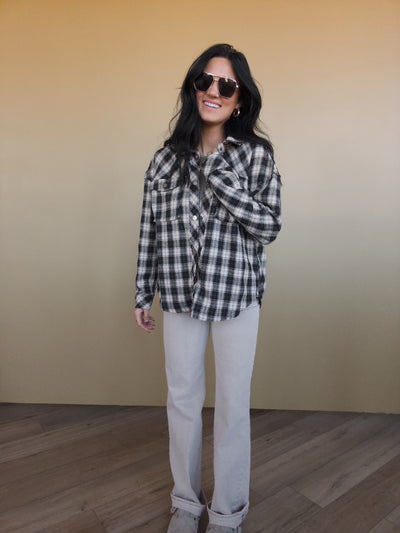 Denver Plaid Shacket - Cream/Black