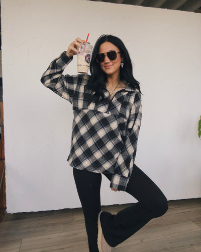 Flannel Fields Half Zip - Black Multi