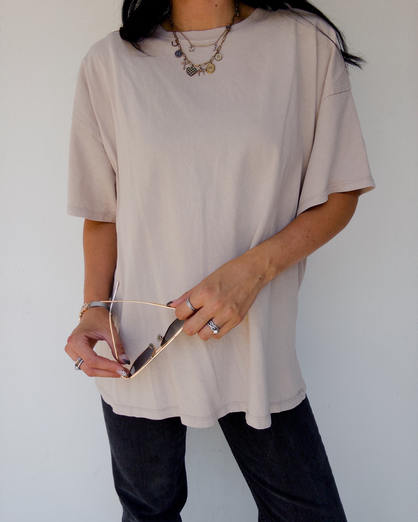 Mineral Washed Oversized Tee - Taupe