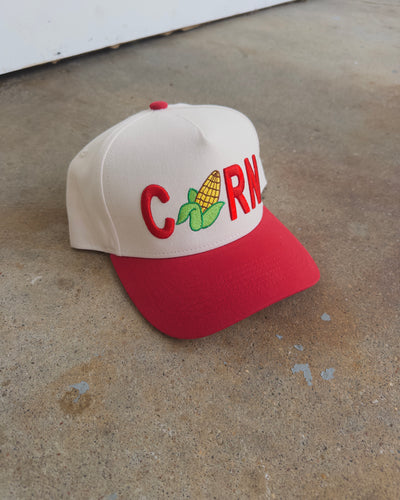 Corn Hat - Cream/Red