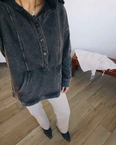 Slow Season Oversized Hoodie - Washed Black