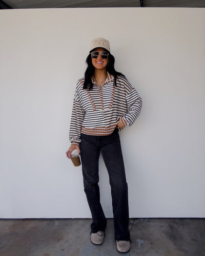 Melody Half-Zip Pullover - Black/Taupe