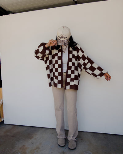 Check Me Out Cardigan - Brown/Ivory