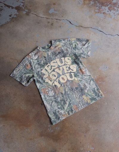 Jesus Loves You Oversized Cotton Tee - Camo