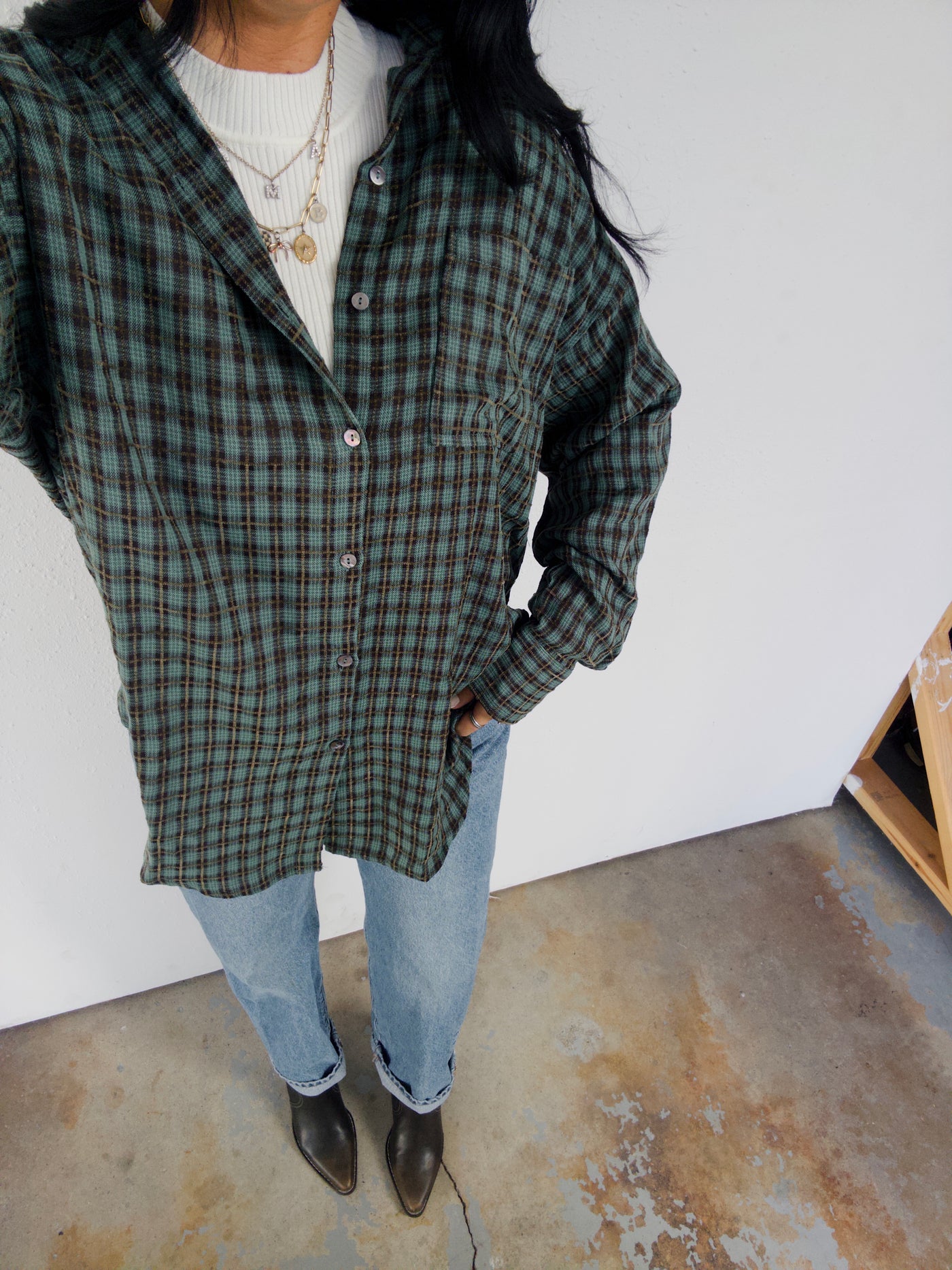 Mia Checkered Top - Green