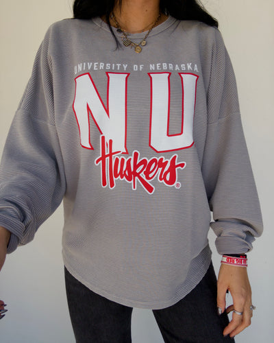 NU Huskers Corded Crew - Charcoal