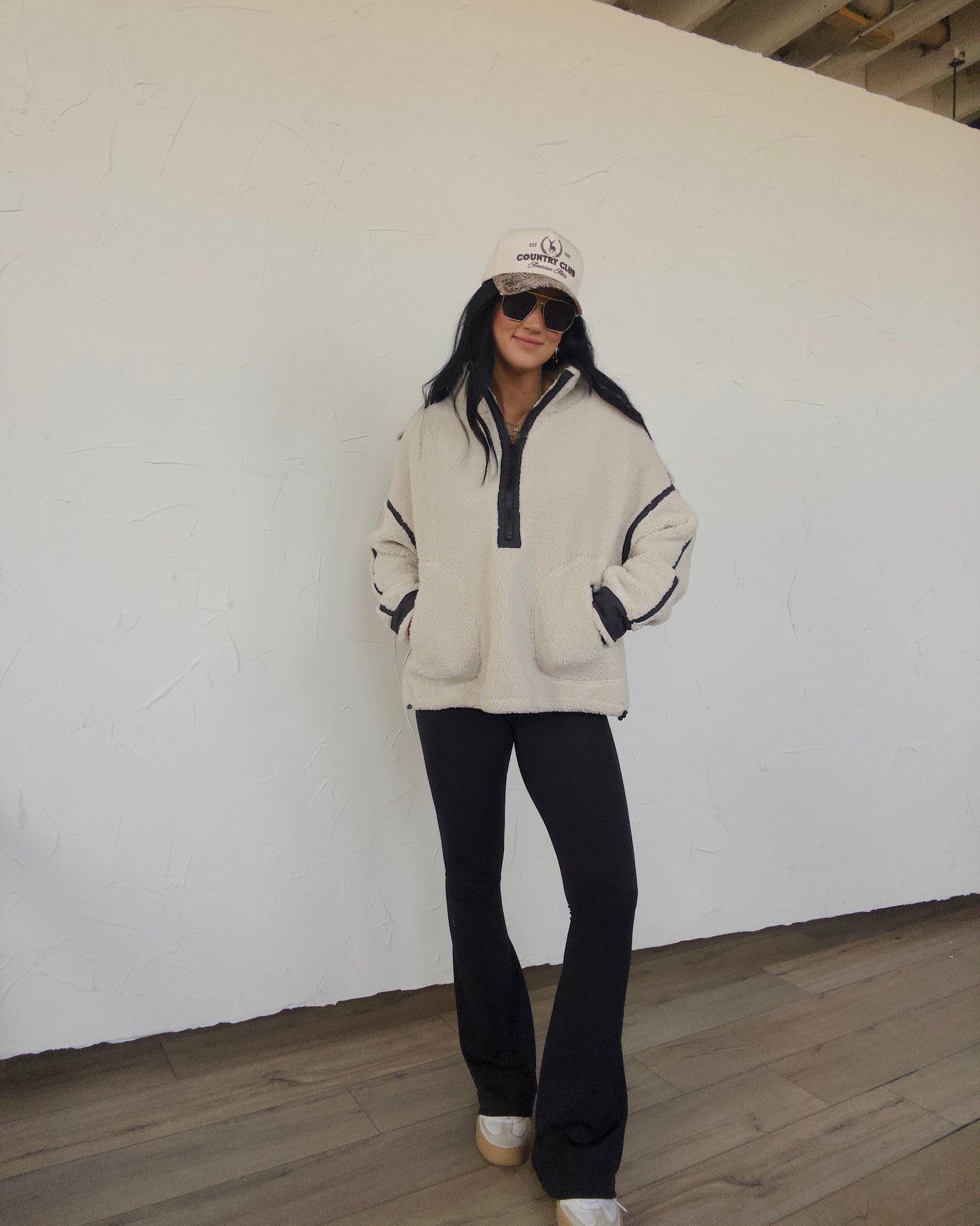 Cloudland Oversized Half-Zip - Oatmeal/Black