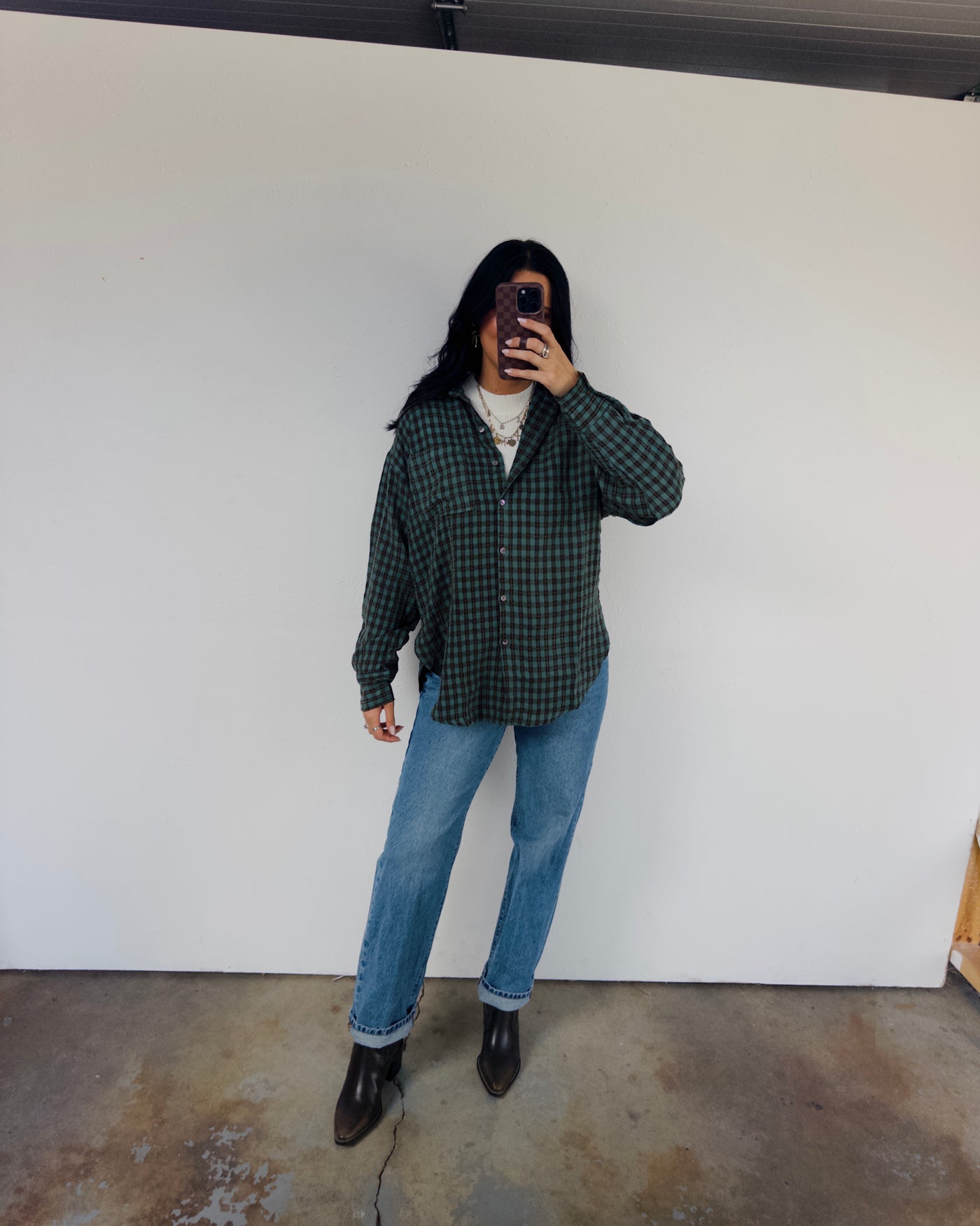 Mia Checkered Top - Green