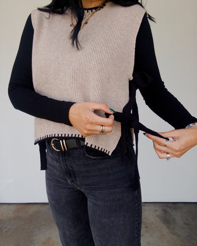 Marly Sweater Vest - Black/taupe
