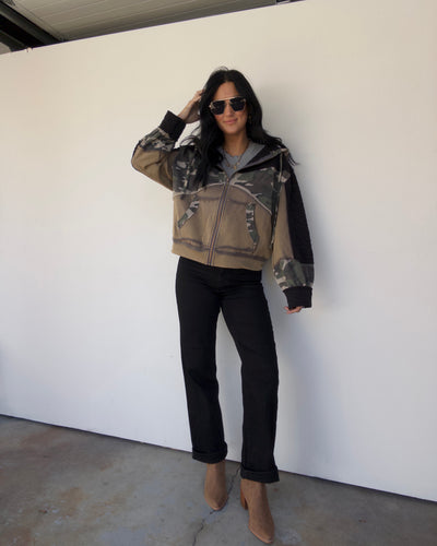 Cora Quilted Jacket - Black/Camo