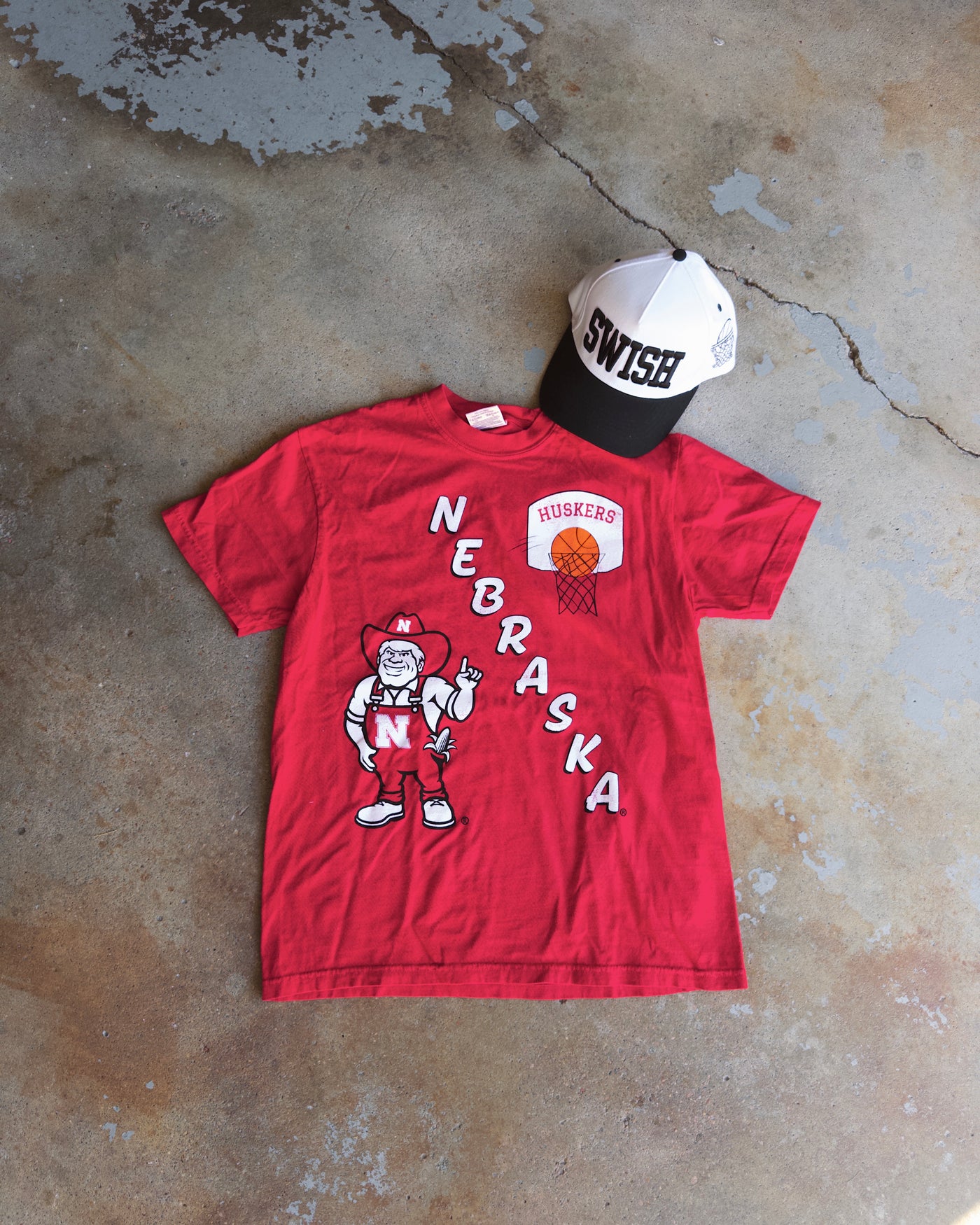 Nebraska Herbie Basketball Cotton Tee - Red