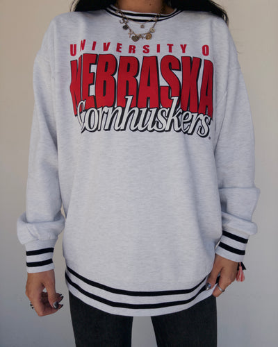 Retro Cornhuskers Sweatshirt - Ash