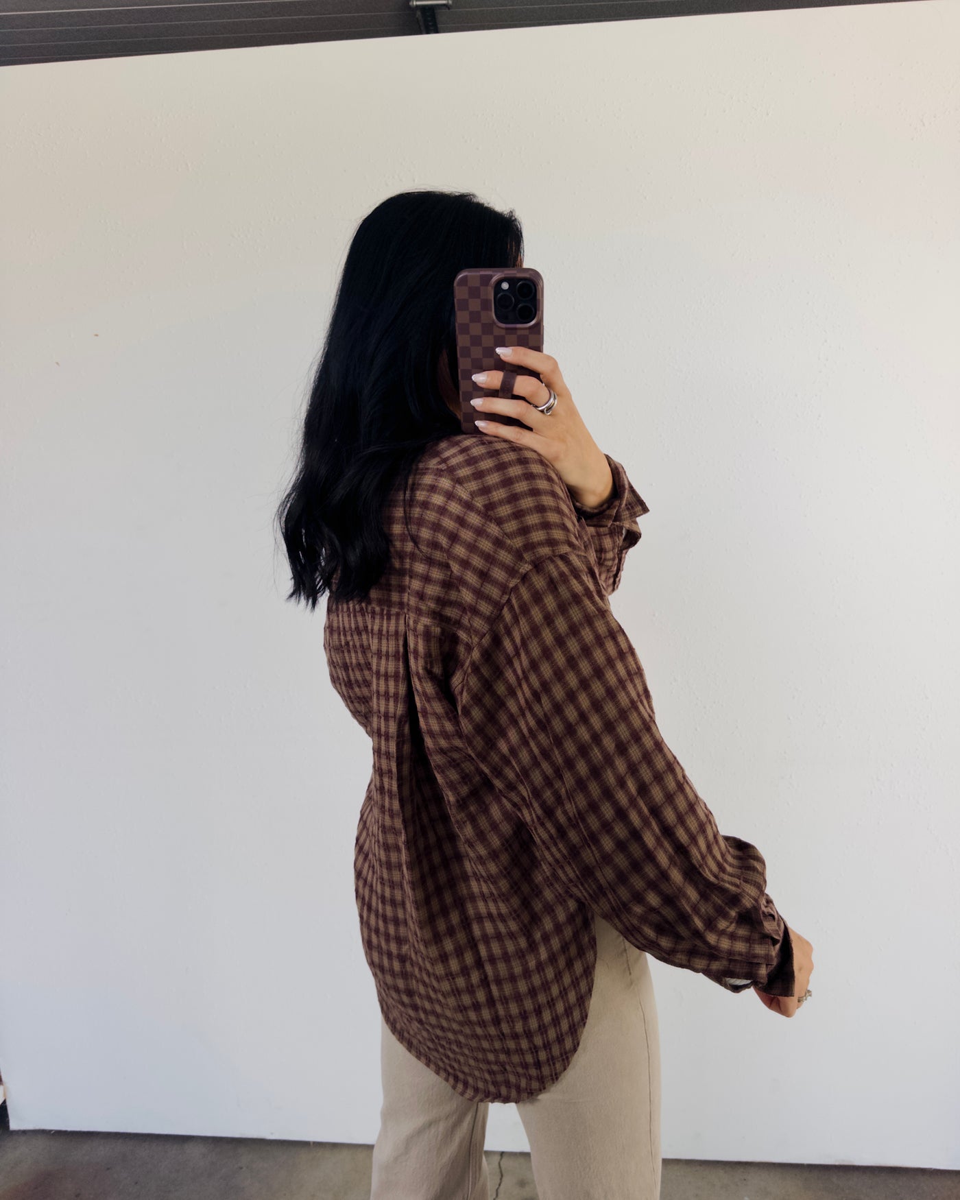 Mia Checkered Top - Brown