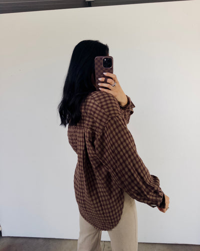 Mia Checkered Top - Brown