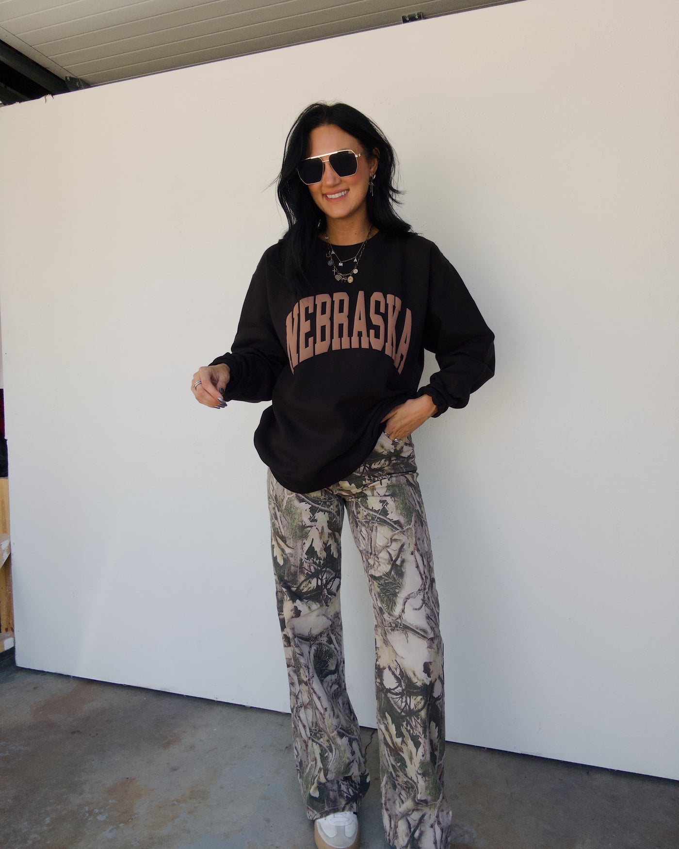 Neutral Nebraska Oversized Sweatshirt - Black