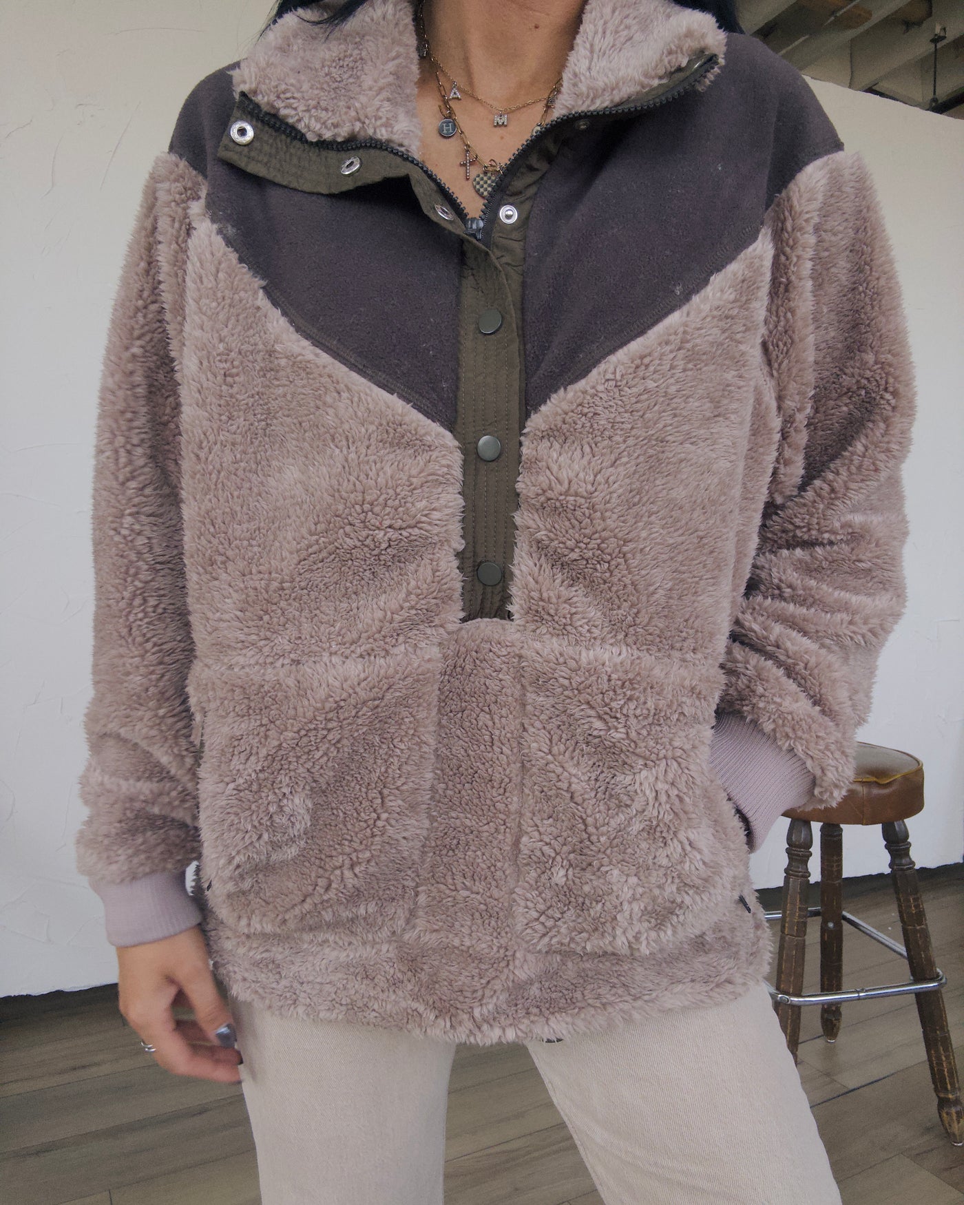 Cabin Creek Oversized Pullover - Mauve/Brown