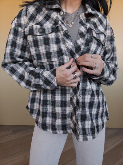 Denver Plaid Shacket - Cream/Black