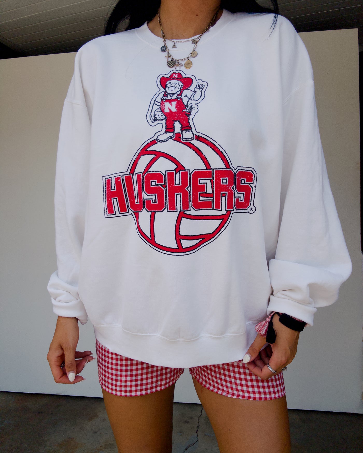 Husker Volleyball Sweatshirt - White