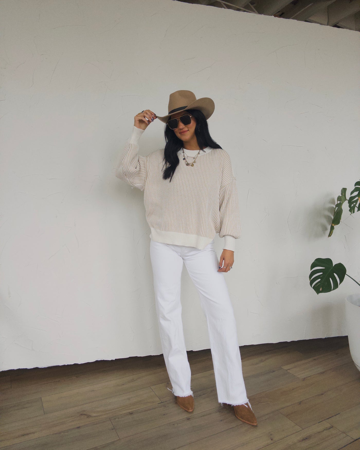 Linden Striped Sweater - Taupe