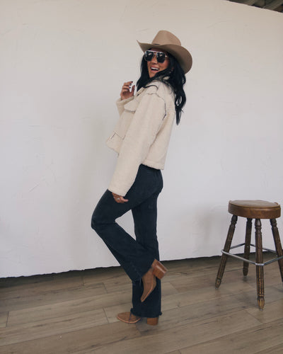 Reversible Suede Jacket - Black/Cream