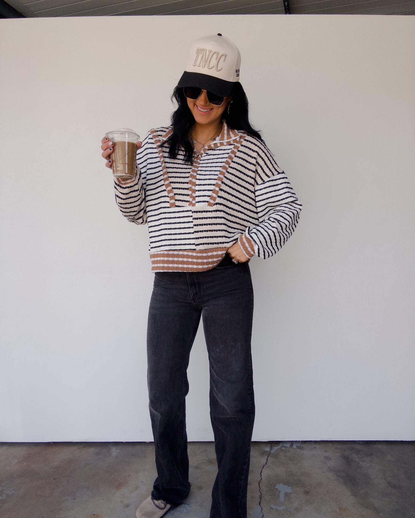 Melody Half-Zip Pullover - Black/Taupe
