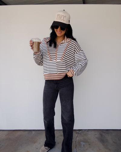 Melody Half-Zip Pullover - Black/Taupe