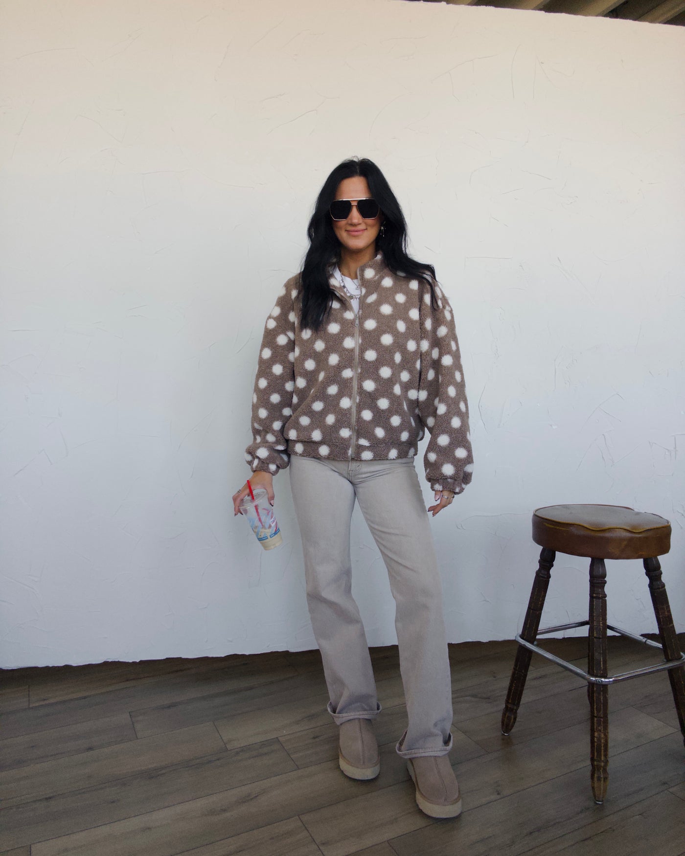 Dottie Days Jacket - Mocha/Cream