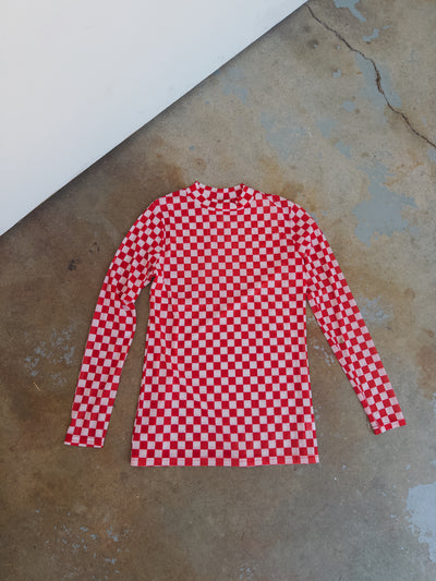 Checked Out Mesh Top - Red/White