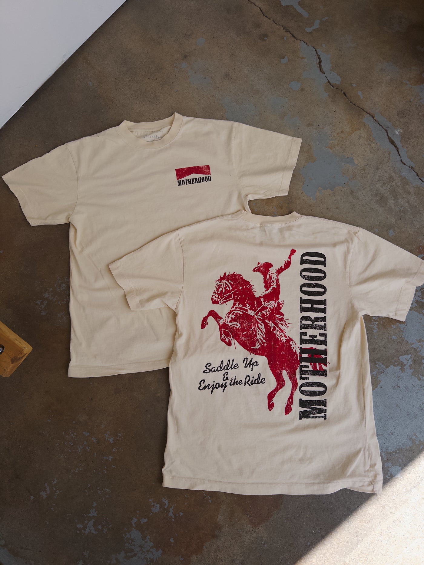 Saddle Up, Motherhood Cotton Tee - Ivory