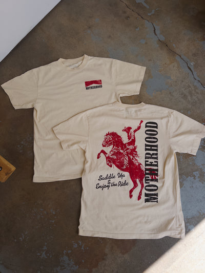 Saddle Up, Motherhood Cotton Tee - Ivory