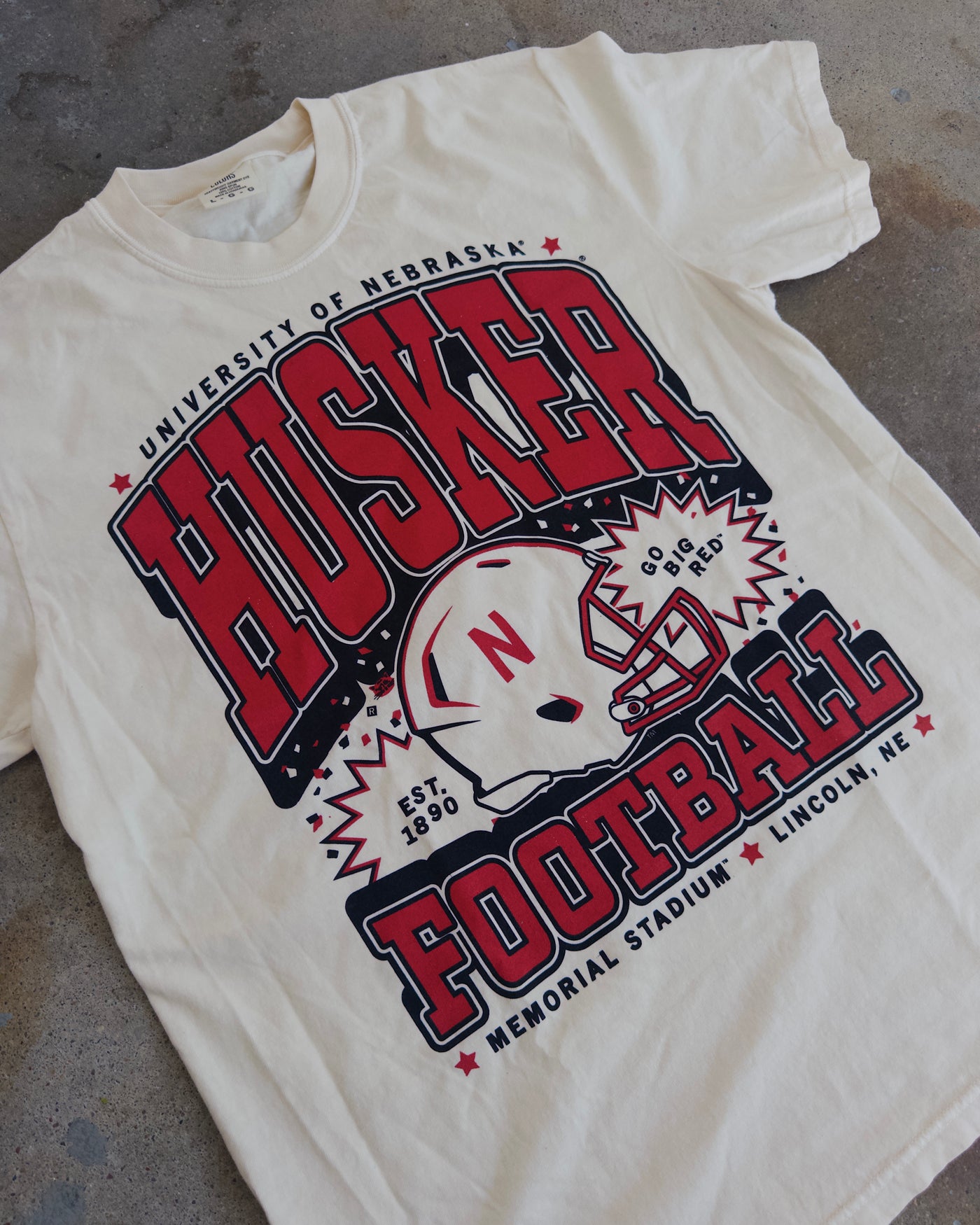 Husker Football Cotton Tee - Ivory