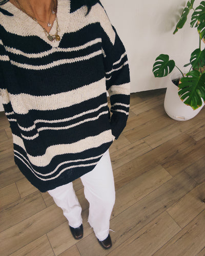 Neutral Oversized Sweater - Black/Ivory