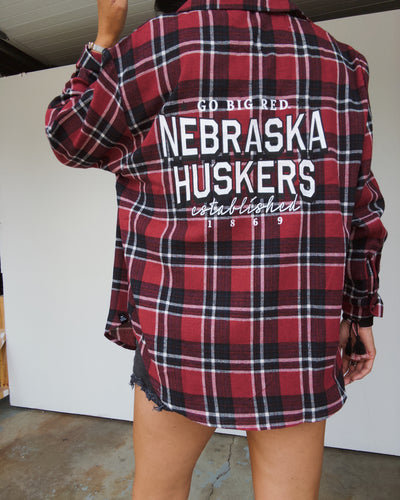 Nebraska Dunn Plaid Button Up - Red