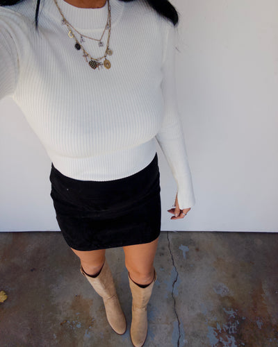 Clean Slate Mock Neck Long Sleeve - White