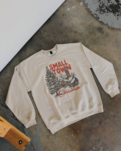 Small Town Christmas Sweatshirt - Sand