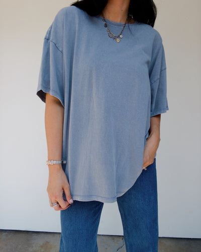Mineral Washed Oversized Tee - Dusty Navy