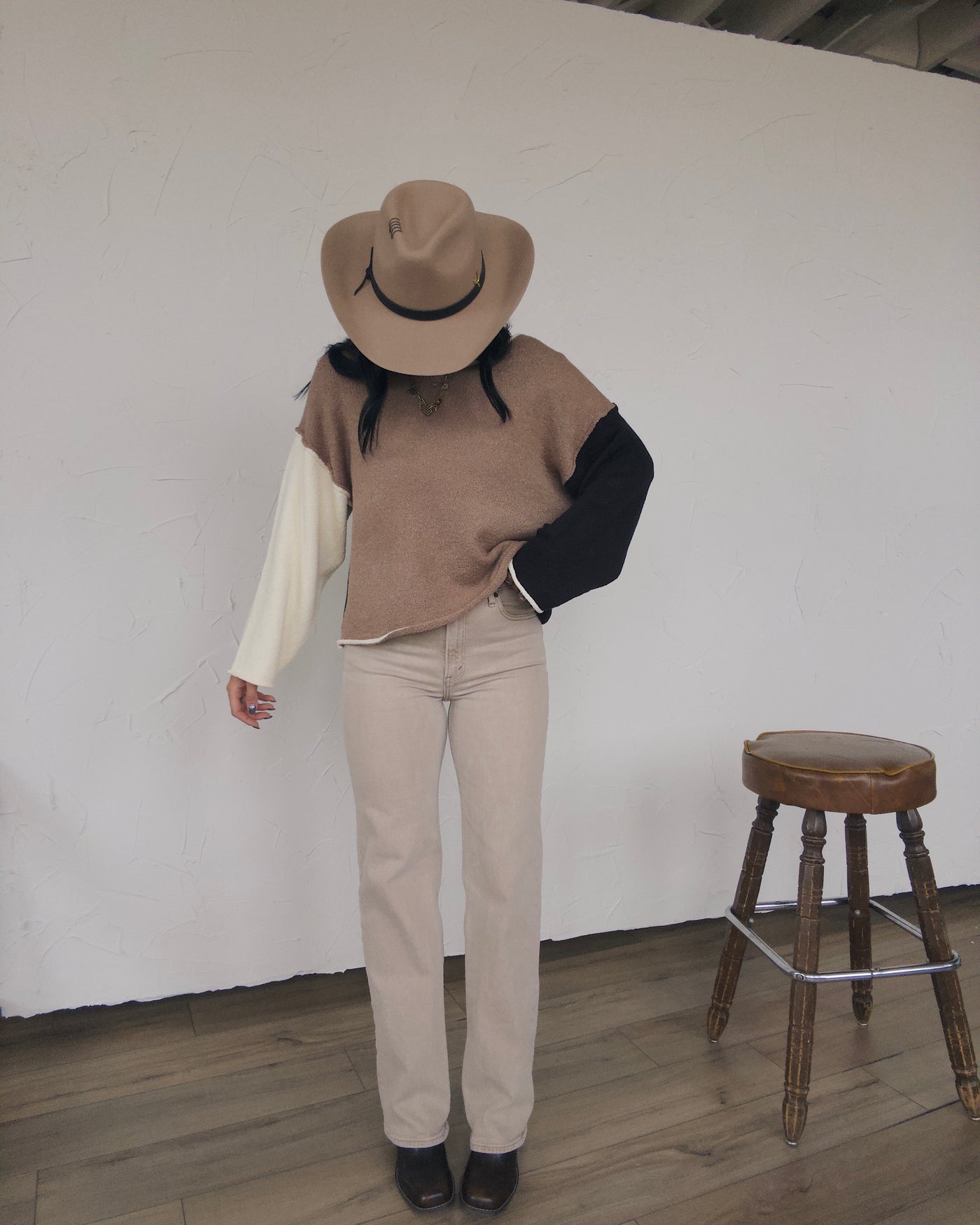 Remy Colorblock Sweater - Taupe/Black