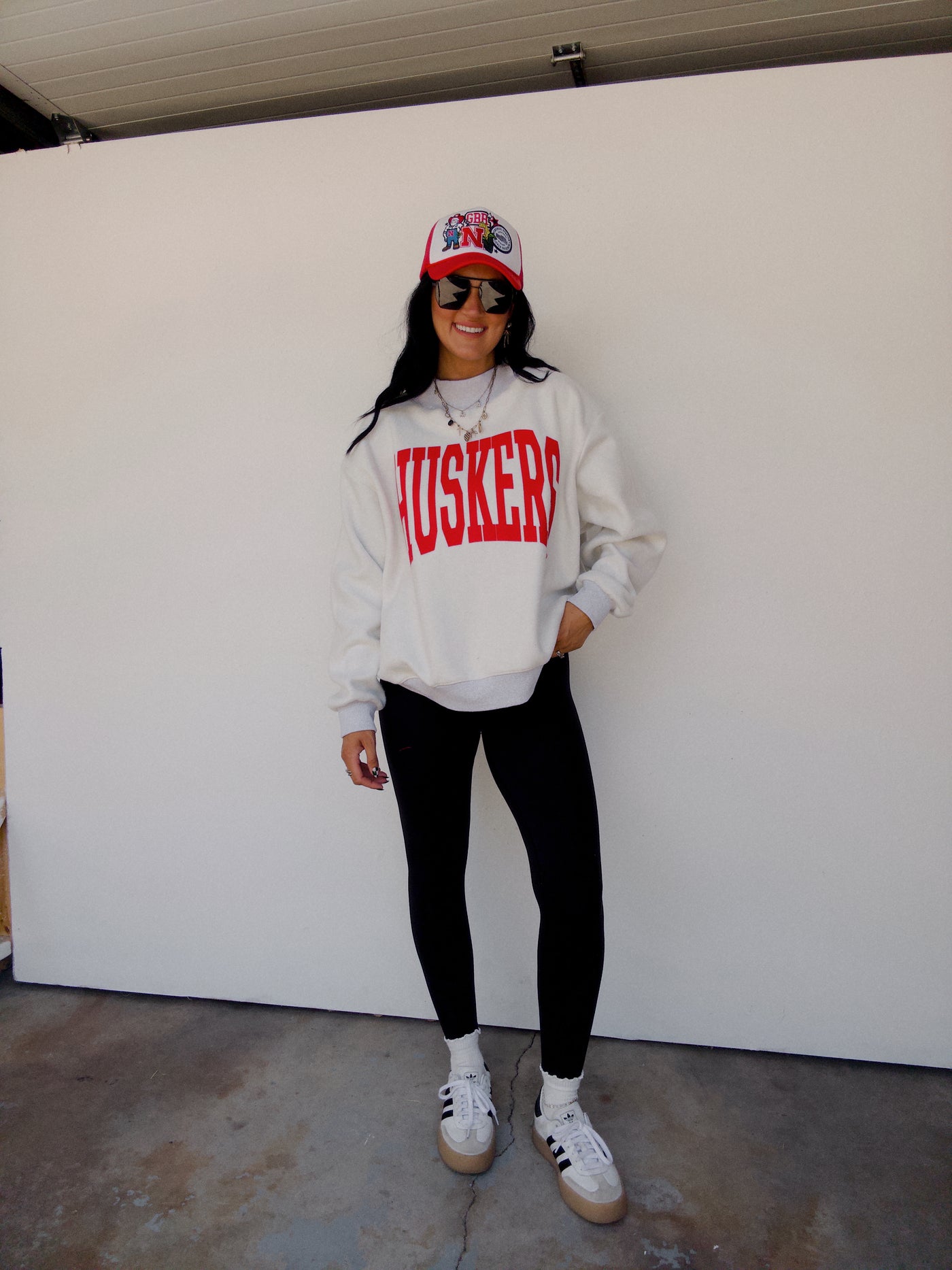 PREORDER Huskers Reversible Mock Neck Sweatshirt - Grey