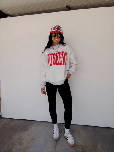 PREORDER Huskers Reversible Mock Neck Sweatshirt - Grey