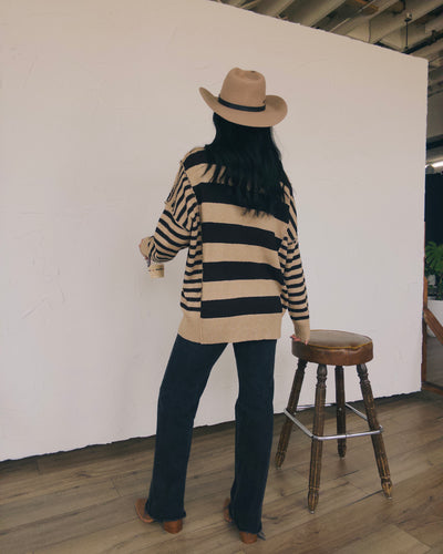 Wells Oversized Striped Sweater - Sand/Black