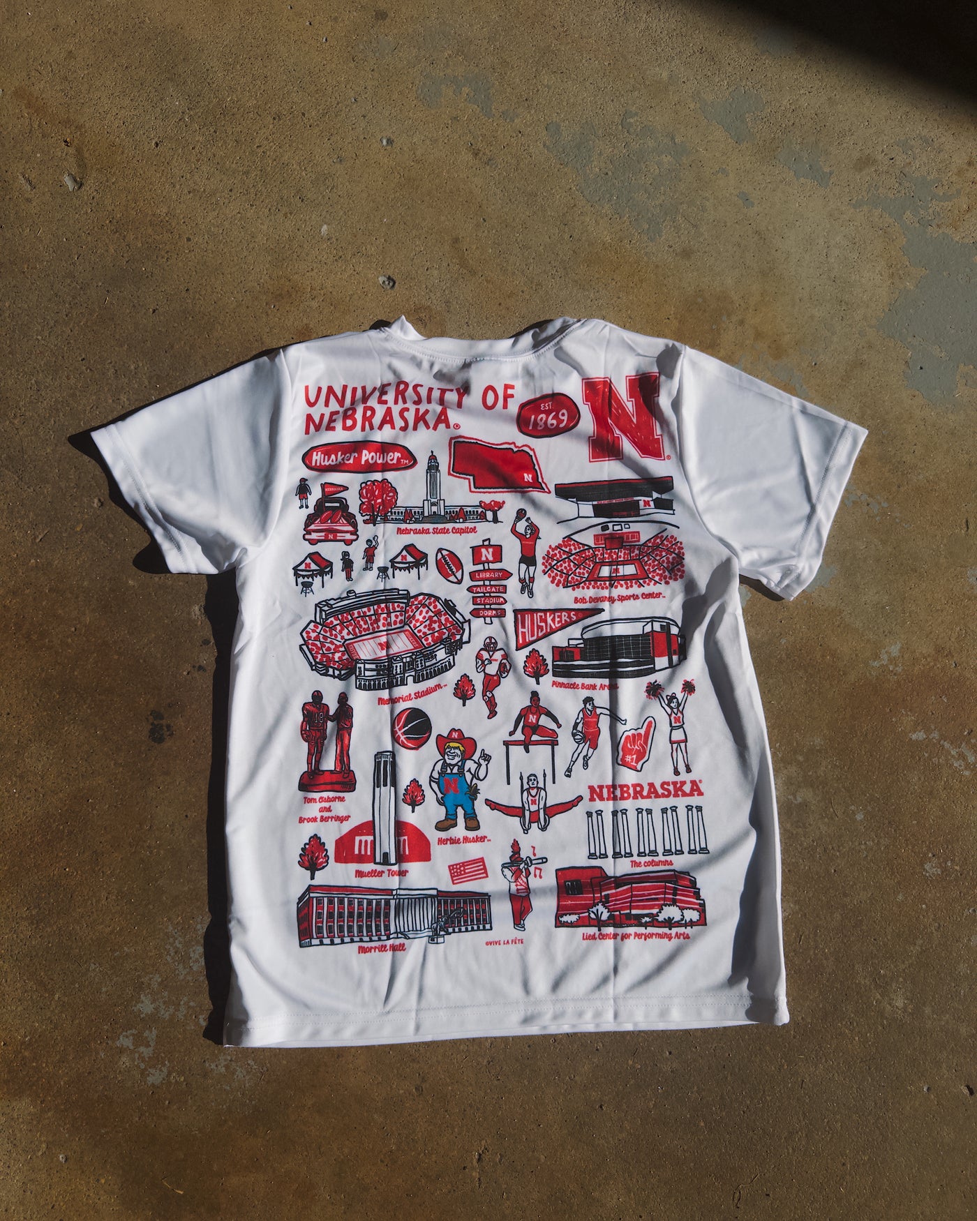 Youth Nebraska Doodle Sketch Tee - White