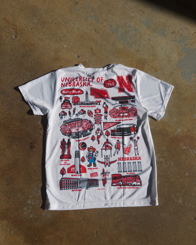 Youth Nebraska Doodle Sketch Tee - White