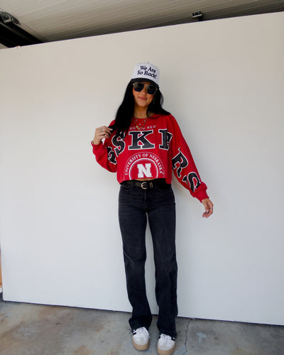 Nebraska Phipps Cropped Crew - Red