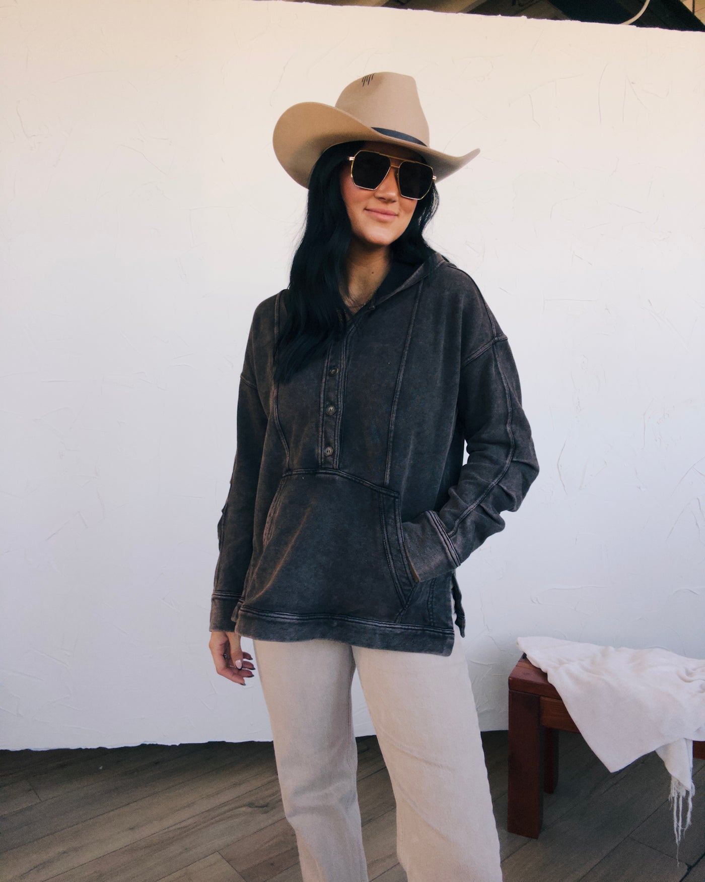 Slow Season Oversized Hoodie - Washed Black