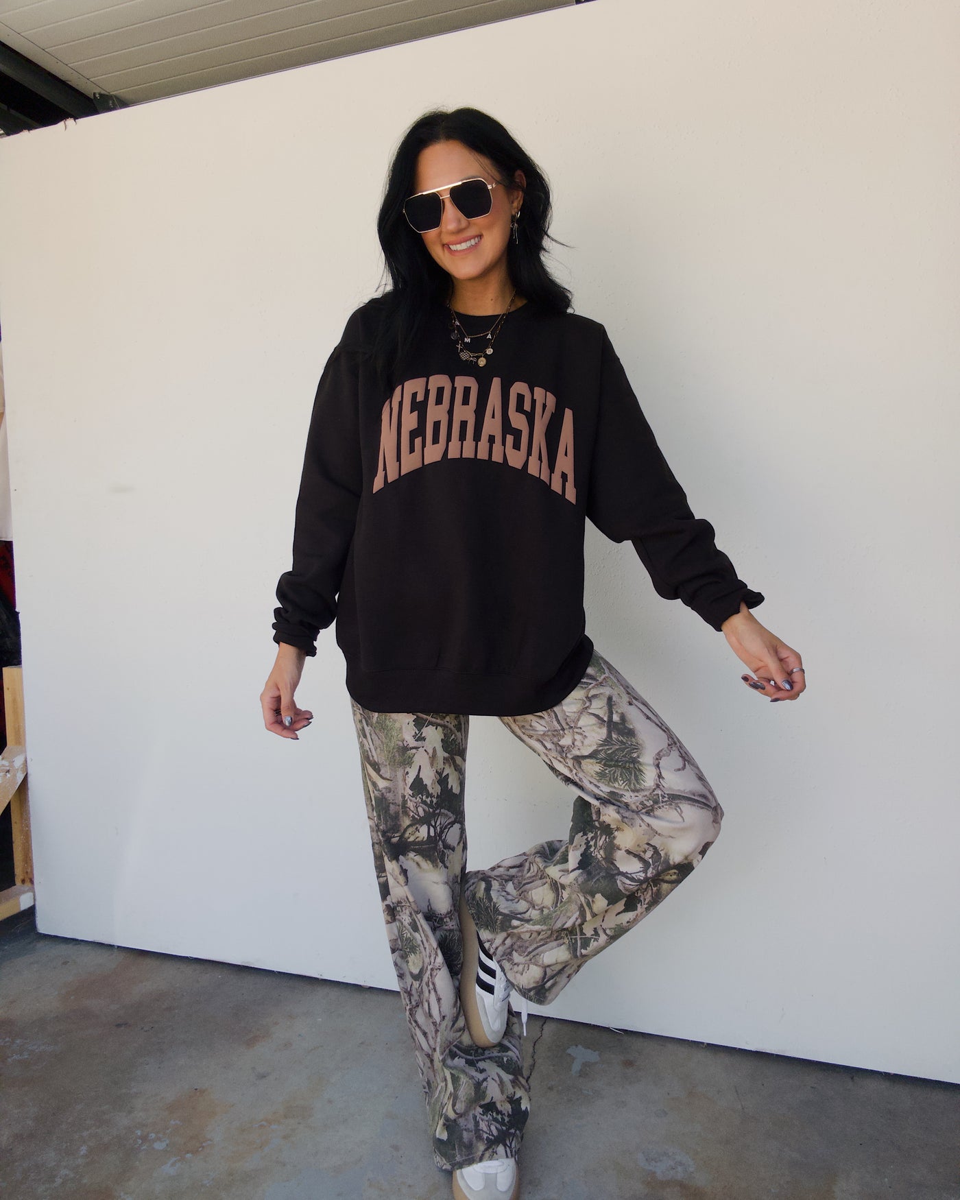 Neutral Nebraska Oversized Sweatshirt - Black