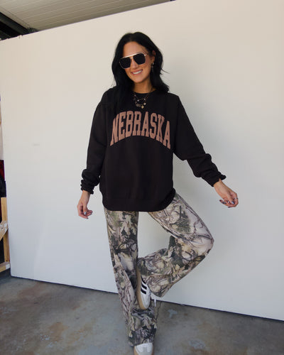 Neutral Nebraska Oversized Sweatshirt - Black