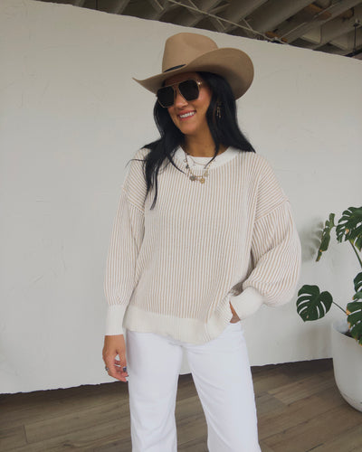 Linden Striped Sweater - Taupe