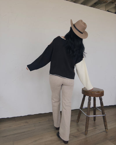 Remy Colorblock Sweater - Taupe/Black